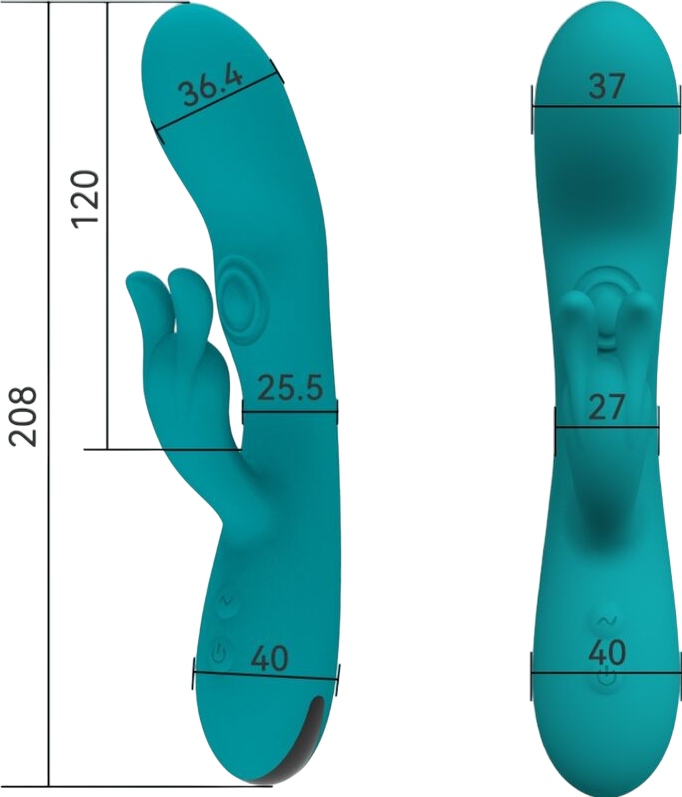 Rabbit δονητής από σιλικόνη σε πράσινο χρώμα, μήκους 20,8 εκ. και μέγιστης διαμέτρου 3,7 εκ.