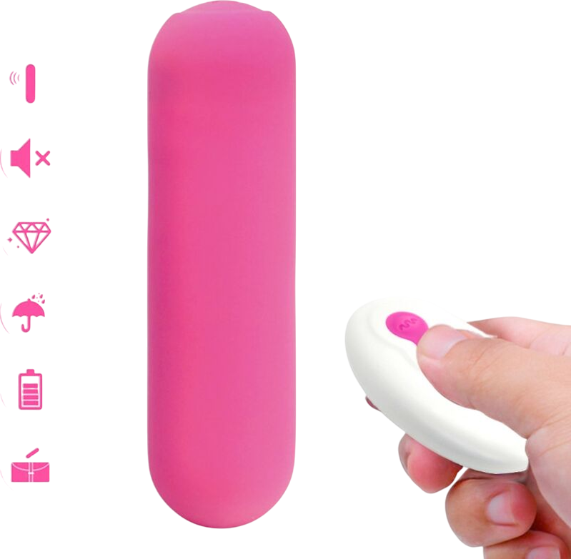 Μίνι δονητής από σιλικόνη σε ροζ χρώμα, μήκους 7,5 εκ, και μέγιστης διαμέτρου 1,9 εκ, με τηλεχειριζόμενο χειρισμό
