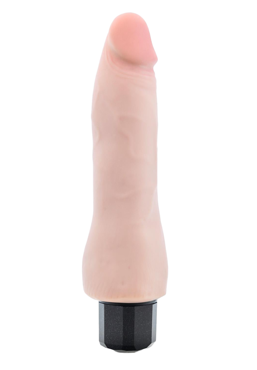 Ρεαλιστικός δονητής από tpe σε φυσικό χρώμα, μήκους 22,2 εκ. και μέγιστης διαμέτρου 5,7 εκ.