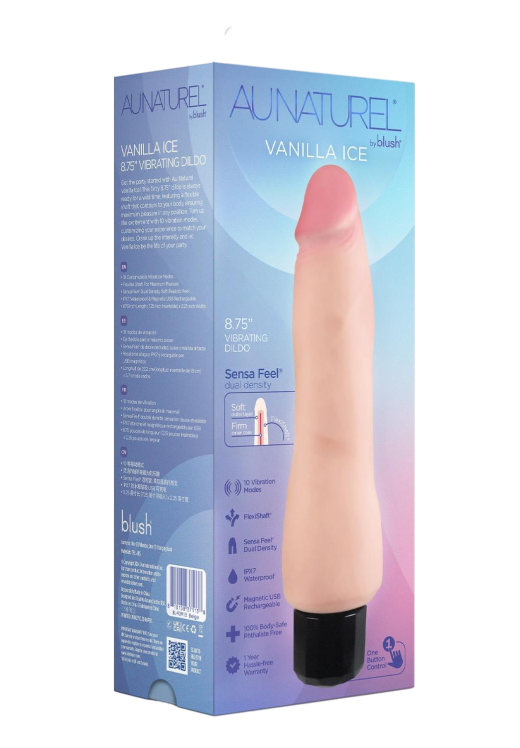 Ρεαλιστικός δονητής από tpe σε φυσικό χρώμα, μήκους 22,2 εκ. και μέγιστης διαμέτρου 5,7 εκ.