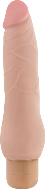 Ρεαλιστικός δονητής από tpe σε φυσικό χρώμα, μήκους 22,8 εκ. και μέγιστης διαμέτρου 4,4 εκ.