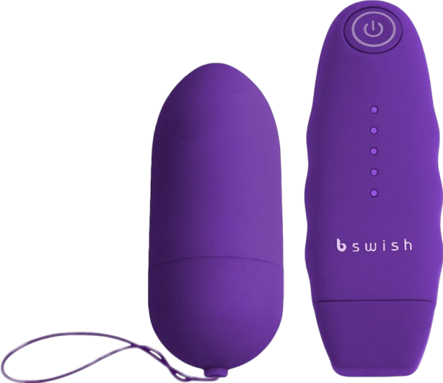 Τηλεχειριζόμενο αυγό από abs σε μοβ χρώμα, μήκους 7,6 εκ. και μέγιστης διαμέτρου 3,3 εκ. με τηλεχειριζόμενο χειρισμό