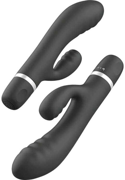 Rabbit δονητής από σιλικόνη σε μαύρο χρώμα, μέγιστης διαμέτρου 3,5 εκ.