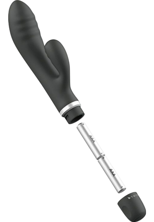 Rabbit δονητής από σιλικόνη σε μαύρο χρώμα, μέγιστης διαμέτρου 3,5 εκ.