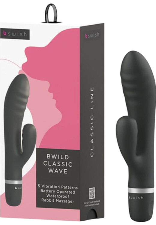 Rabbit δονητής από σιλικόνη σε μαύρο χρώμα, μέγιστης διαμέτρου 3,5 εκ.