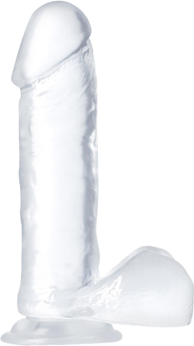 Ομοίωμα πέους από pvc σε διάφανο χρώμα, μήκους 20,3 εκ. και μέγιστης διαμέτρου 4,4 εκ.