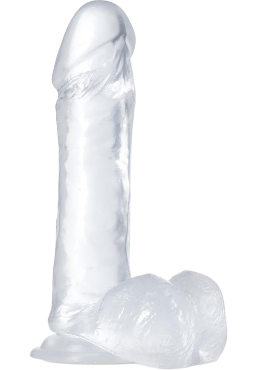 Ομοίωμα πέους από pvc σε διάφανο χρώμα, μήκους 20,3 εκ. και μέγιστης διαμέτρου 4,4 εκ.