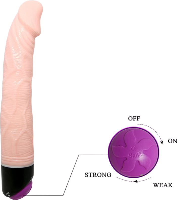 Ρεαλιστικός δονητής από pvc σε φυσικό χρώμα, μήκους 23 εκ. και μέγιστης διαμέτρου 3,6 εκ.