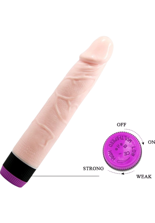 Ρεαλιστικός δονητής από tpr σε φυσικό χρώμα, μήκους 21,5 εκ. και μέγιστης διαμέτρου 4 εκ.