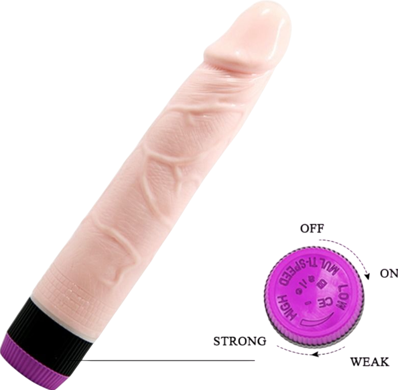 Ρεαλιστικός δονητής από tpr σε φυσικό χρώμα, μήκους 21,5 εκ. και μέγιστης διαμέτρου 4 εκ.