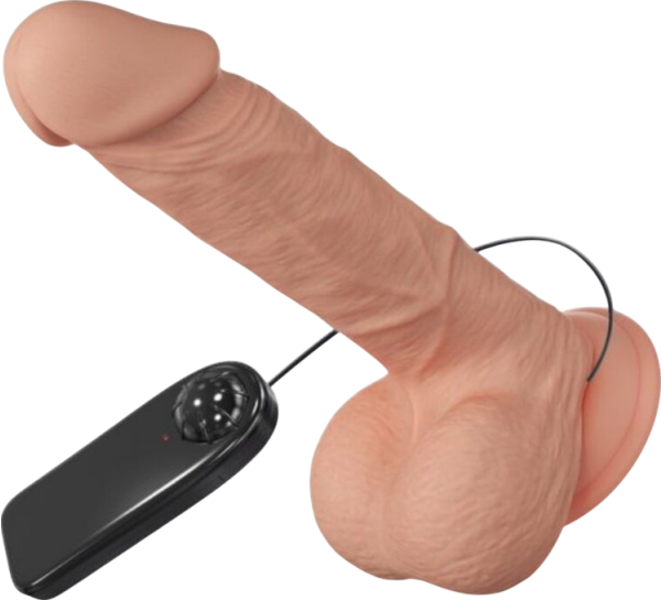 Ρεαλιστικός δονητής από tpr σε φυσικό χρώμα, μήκους 21,8 εκ. και μέγιστης διαμέτρου 4,6 εκ. με ενσύρματο κοντρόλ