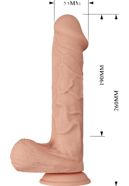 Ρεαλιστικός δονητής από tpr σε φυσικό χρώμα, μήκους 26 εκ. και μέγιστης διαμέτρου 5,5 εκ. με ενσύρματο κοντρόλ