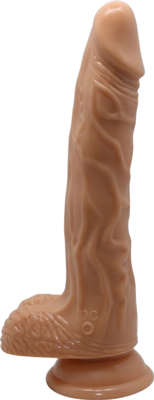 Ρεαλιστικός δονητής από tpr σε καφέ χρώμα, μήκους 20 εκ. και μέγιστης διαμέτρου 3,7 εκ.