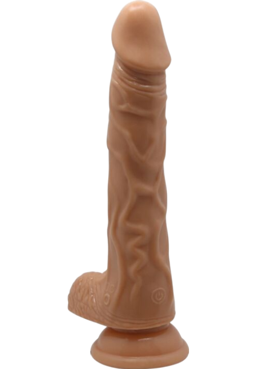 Ρεαλιστικός δονητής από tpr σε καφέ χρώμα, μήκους 20 εκ. και μέγιστης διαμέτρου 3,7 εκ.