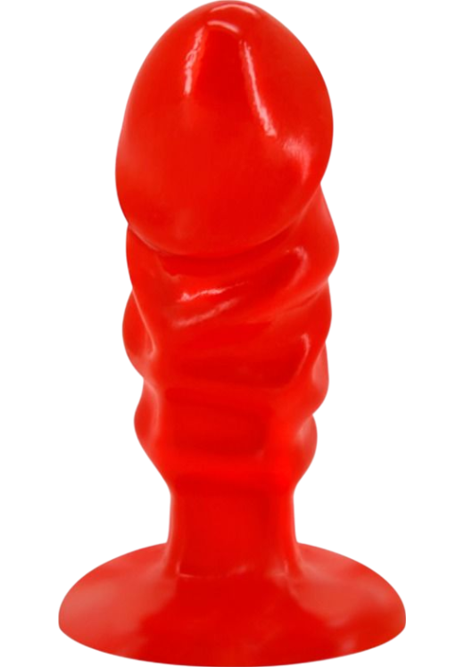 Πρωκτική σφήνα από tpe σε κόκκινο χρώμα, μήκους 11 εκ. και μέγιστης διαμέτρου 3,8 εκ.