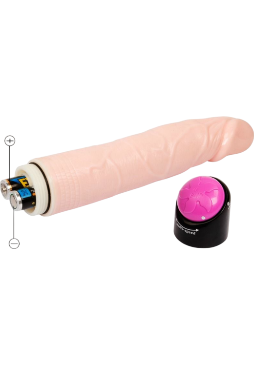 Ρεαλιστικός δονητής από pvc σε φυσικό χρώμα, μήκους 24 εκ. και μέγιστης διαμέτρου 3,8 εκ.