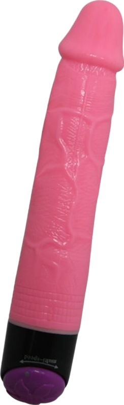 Ρεαλιστικός δονητής από tpr σε ροζ χρώμα, μήκους 23,3 εκ. και μέγιστης διαμέτρου 3,8 εκ.