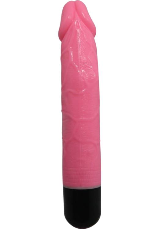 Ρεαλιστικός δονητής από tpr σε ροζ χρώμα, μήκους 23,3 εκ. και μέγιστης διαμέτρου 3,8 εκ.