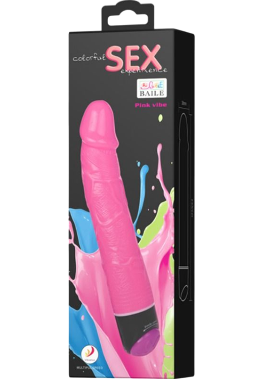 Ρεαλιστικός δονητής από tpr σε ροζ χρώμα, μήκους 23,3 εκ. και μέγιστης διαμέτρου 3,8 εκ.