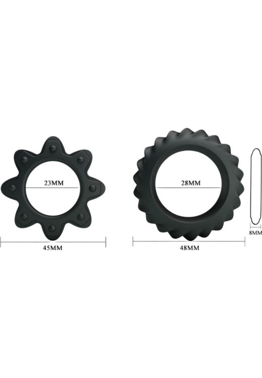 Σετ δαχτυλίδια πέους από σιλικόνη σε μαύρο χρώμα