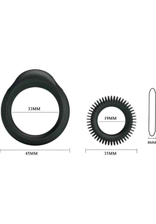 Σετ δαχτυλίδια πέους από σιλικόνη σε μαύρο χρώμα