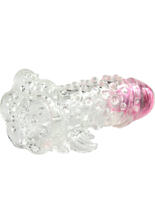 Δονούμενη προέκταση πέους από tpr σε διάφανο χρώμα, μήκους 18 εκ. και μέγιστης διαμέτρου 4 εκ.