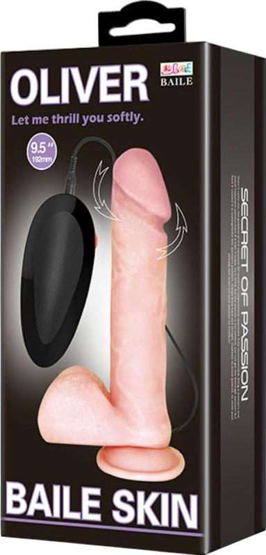 Ρεαλιστικός δονητής από tpr σε φυσικό χρώμα, μήκους 19,5 εκ. και μέγιστης διαμέτρου 4,4 εκ. με ενσύρματο κοντρόλ