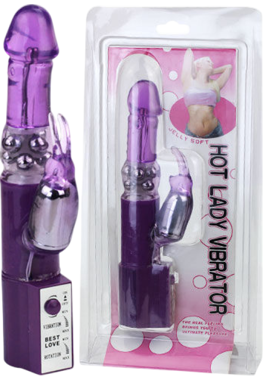 Rabbit δονητής από tpr σε μοβ χρώμα, μήκους 24 εκ. και μέγιστης διαμέτρου 3,6 εκ.