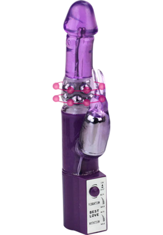 Rabbit δονητής από tpr σε μοβ χρώμα, μήκους 24 εκ. και μέγιστης διαμέτρου 3,6 εκ.