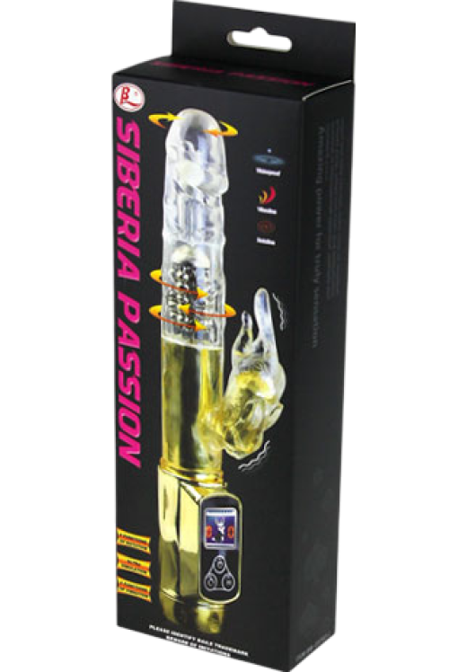 Rabbit δονητής από tpr σε χρυσαφί χρώμα, μήκους 22,5 εκ. και μέγιστης διαμέτρου 3,5 εκ.