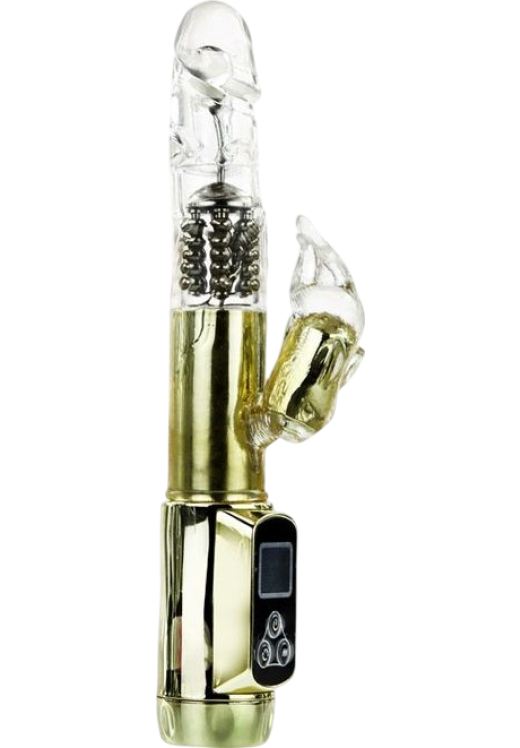 Rabbit δονητής από tpr σε χρυσαφί χρώμα, μήκους 22,5 εκ. και μέγιστης διαμέτρου 3,5 εκ.