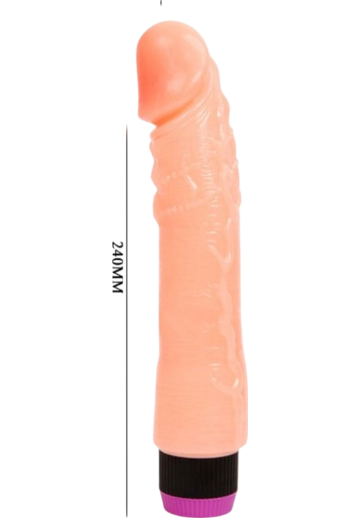 Ρεαλιστικός δονητής από pvc σε φυσικό χρώμα, μήκους 24 εκ. και μέγιστης διαμέτρου 4,3 εκ.