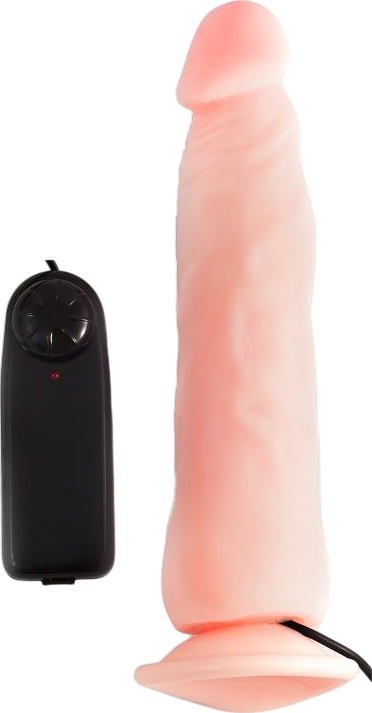 Ρεαλιστικός δονητής από tpr σε φυσικό χρώμα, μήκους 22,3 εκ. και μέγιστης διαμέτρου 4 εκ. με ενσύρματο κοντρόλ