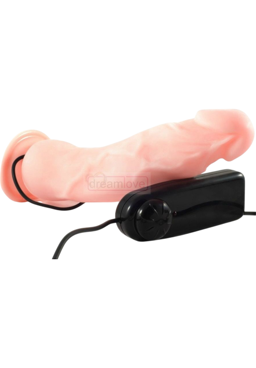 Ρεαλιστικός δονητής από tpr σε φυσικό χρώμα, μήκους 22,3 εκ. και μέγιστης διαμέτρου 4 εκ. με ενσύρματο κοντρόλ