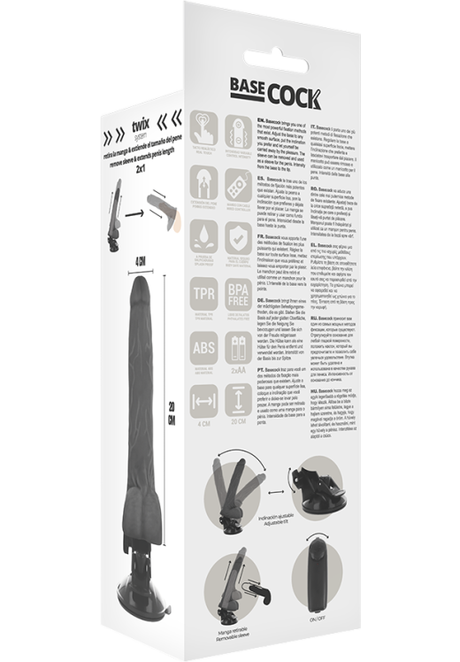 Ρεαλιστικός δονητής από tpe σε μαύρο χρώμα, μήκους 20 εκ. και μέγιστης διαμέτρου 4 εκ. με ενσύρματο κοντρόλ