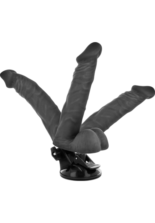 Ρεαλιστικός δονητής από tpe σε μαύρο χρώμα, μήκους 20 εκ. και μέγιστης διαμέτρου 4 εκ. με ενσύρματο κοντρόλ