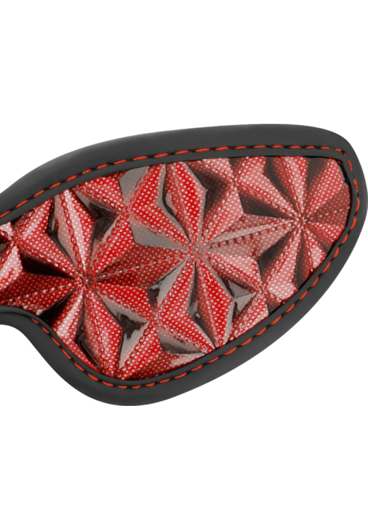 Μάσκα προσώπου από δερματίνη σε μαύρο - κόκκινο χρώμα