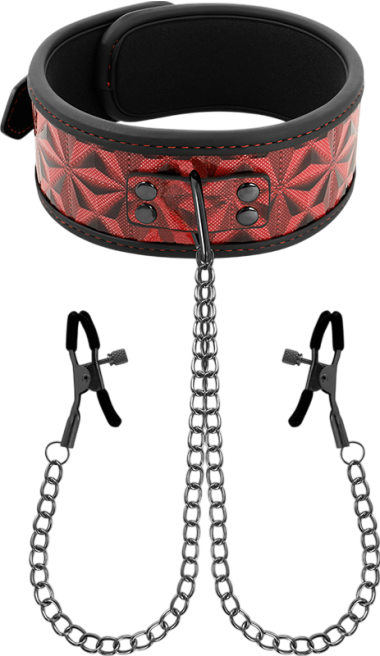 Σφιγκτήρες από δερματίνη σε μαύρο - κόκκινο χρώμα