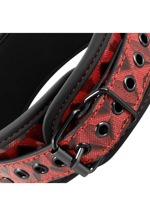 Σφιγκτήρες από δερματίνη σε μαύρο - κόκκινο χρώμα