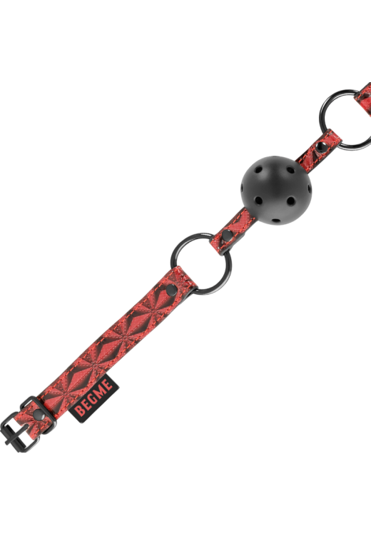 Φίμωτρο από δερματίνη σε μαύρο - κόκκινο χρώμα