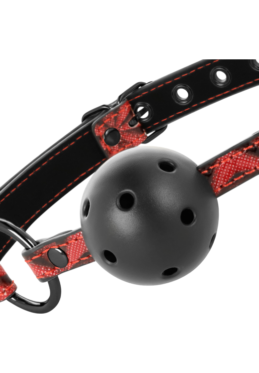 Φίμωτρο από δερματίνη σε μαύρο - κόκκινο χρώμα