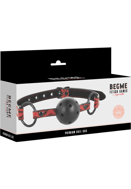 Φίμωτρο από δερματίνη σε μαύρο - κόκκινο χρώμα