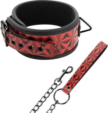 Κολάρο από δερματίνη σε μαύρο - κόκκινο χρώμα