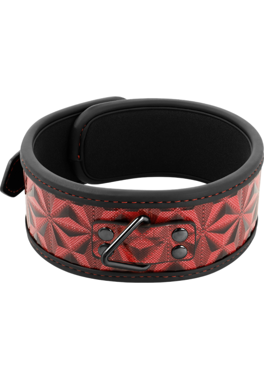 Κολάρο από δερματίνη σε μαύρο - κόκκινο χρώμα