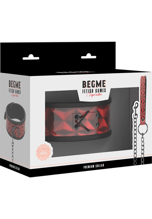 Κολάρο από δερματίνη σε μαύρο - κόκκινο χρώμα