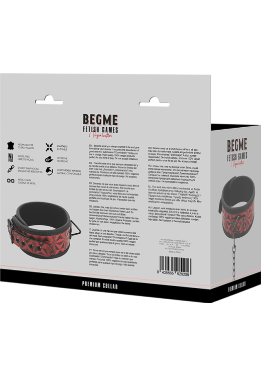 Κολάρο από δερματίνη σε μαύρο - κόκκινο χρώμα