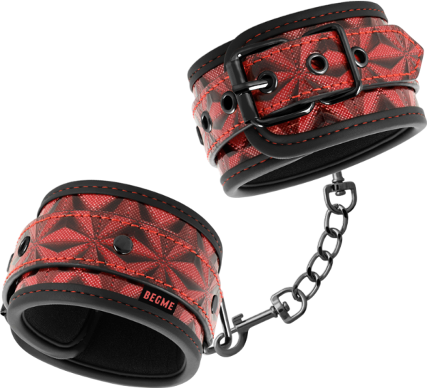 Ποδοπέδες από δερματίνη σε μαύρο - κόκκινο χρώμα