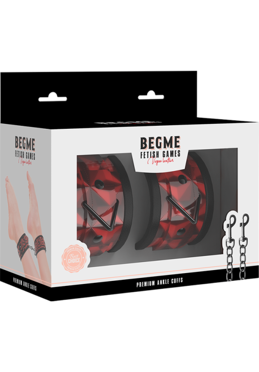 Ποδοπέδες από δερματίνη σε μαύρο - κόκκινο χρώμα