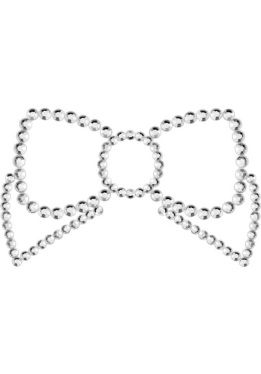 Bijoux Mimi Bow Covers Καλύμματα θηλών από στρας σε ασημί χρώμα