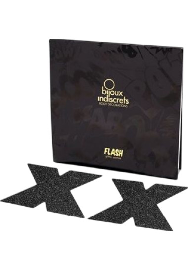 Bijoux Pezoneras Flash Cross Καλύμματα θηλών από σιλικόνη σε μαύρο χρώμα